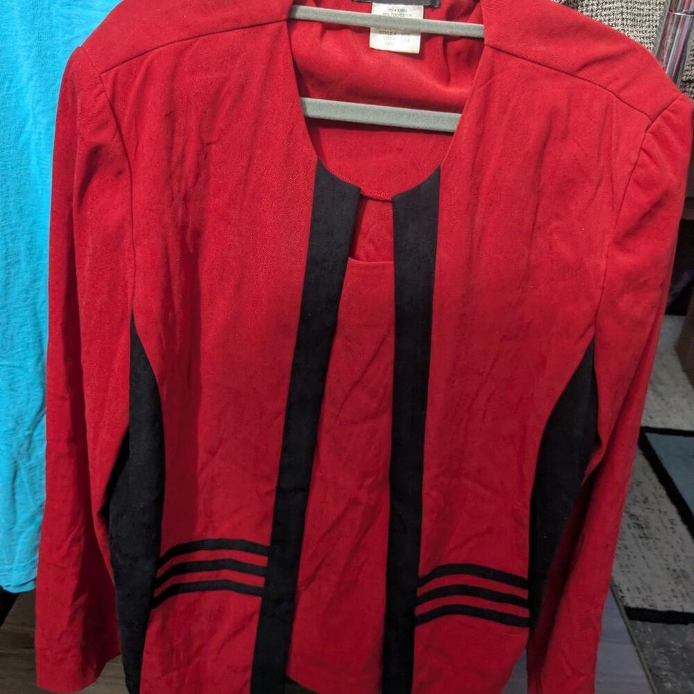 Kari's Place Red & Black Blazer & Top Combo Size 14